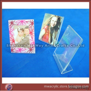 Transparent Desk Top L-shaped Acrylic Picture Frame